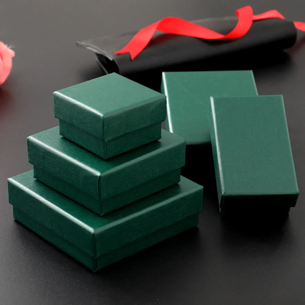 12pack White Simple Luxury Box Dark Green Paper Jewellry Rings Earrings Bracelet Necklace Display Case Jewelry Organizer Boxes Purest Peak